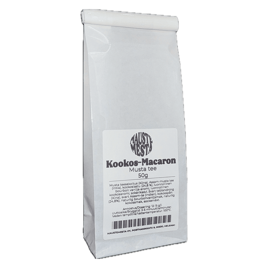 Kookos-Macaron Musta tee 50g