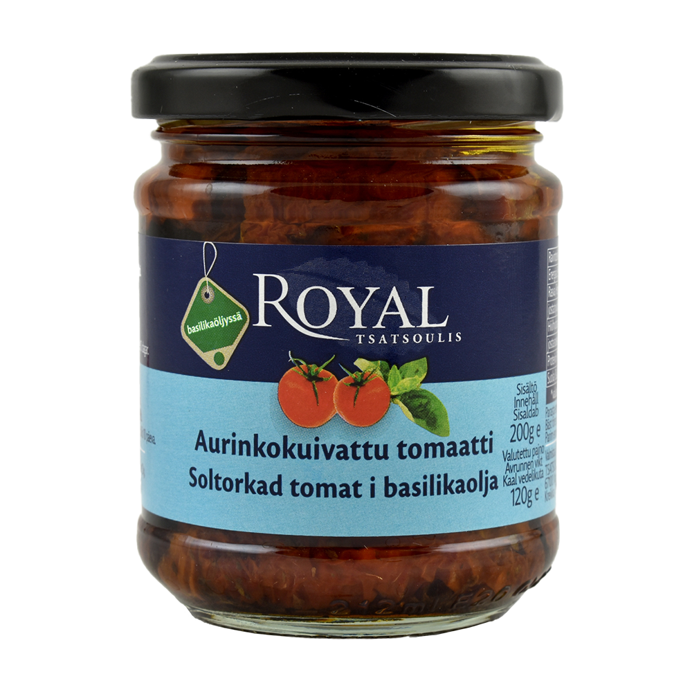 Royal Aurinkokuivattu Tomaatti Basilikaöljyssä 200/120g