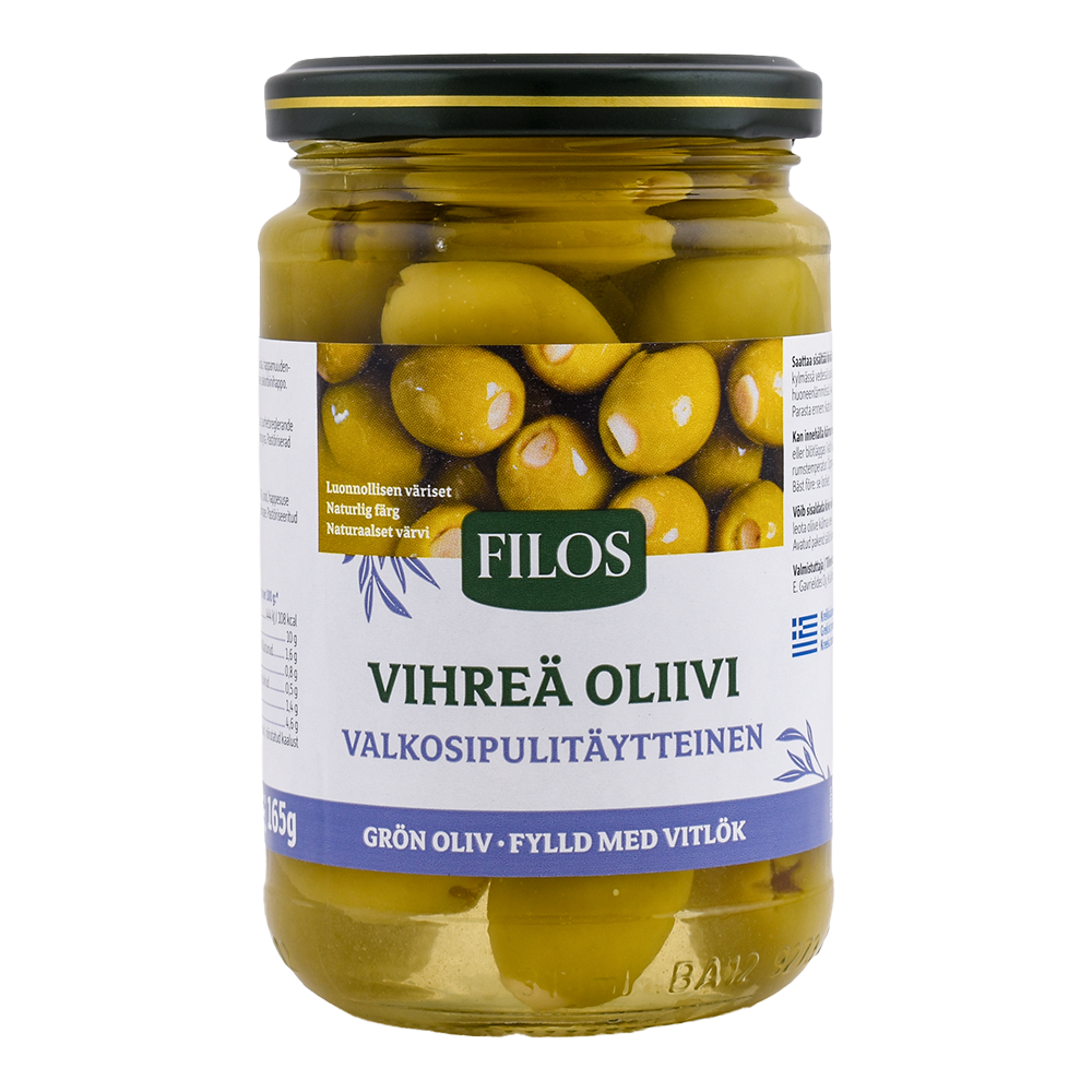 Filos Vihreä Valkosipulitäytteinen Oliivi 300/165g