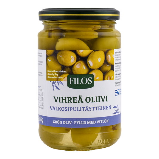 Filos Vihreä Valkosipulitäytteinen Oliivi 300/165g
