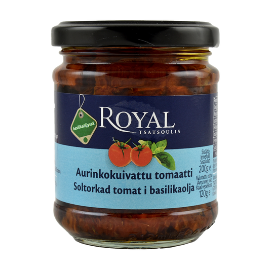 Royal Aurinkokuivattu Tomaatti Basilikaöljyssä 200/120g