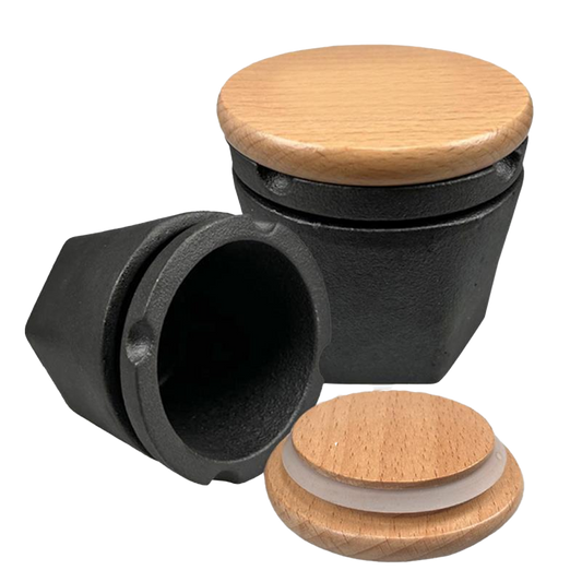 Raskas valurautainen käsimortteli säilytyslokerolla