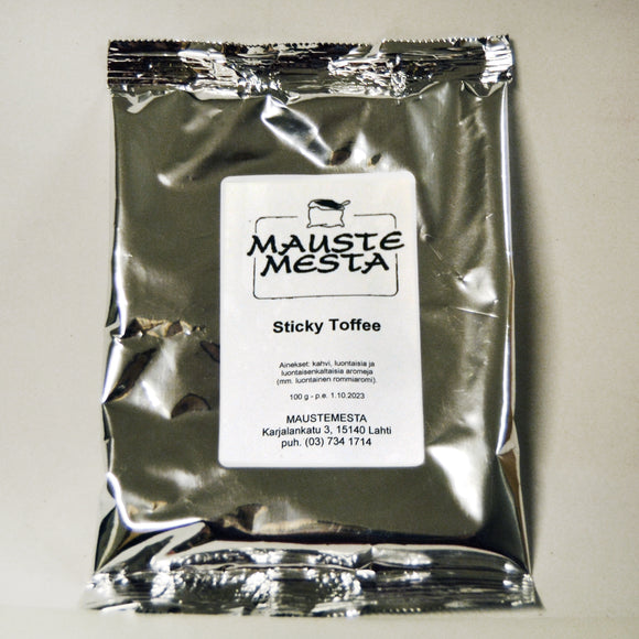 Sticky Toffee -aromikahvia Maustemestan pussissa.
