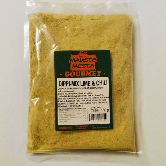 Dippi-mix Lime & Chili -dippikastikejauhe Maustemestan pussissa.