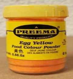 Preema Egg Yellow Food Colour Powder, keltainen elintarvikeväri purkissa.