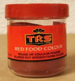 TRS Red Food Colour, elintarvikevärijauhe purkissa.